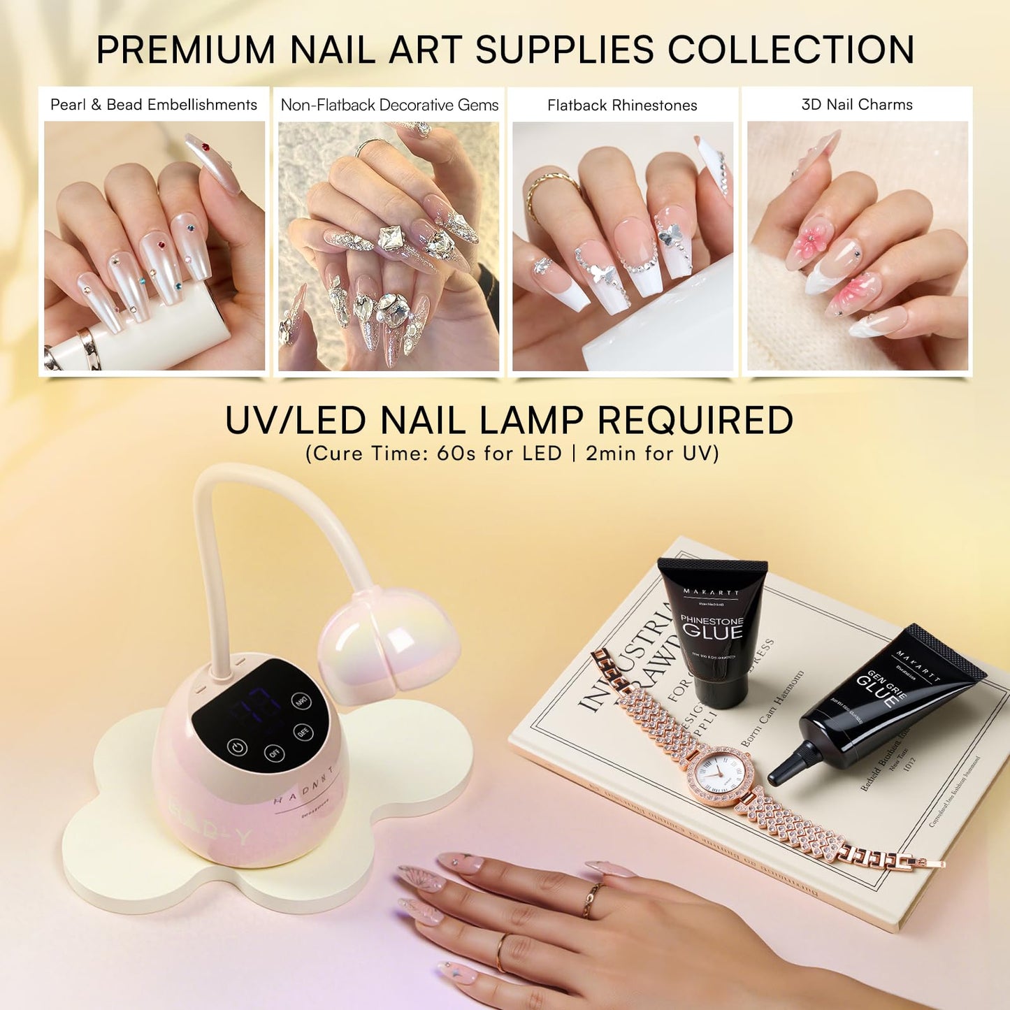 Makartt Nail Rhinestone Glue Gel Set (60g) – 2-Pack, Dual Viscosity for 3D Nail Art