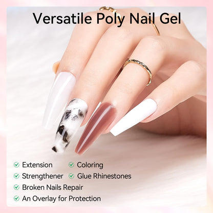 Makartt Poly Nail Gel Set – 6 Pastel Builder Gels for Extensions & Overlays | 15ml