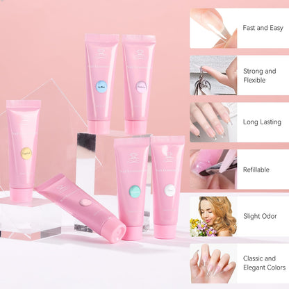 Makartt Poly Nail Gel Set – 6 Pastel Builder Gels for Extensions & Overlays | 15ml