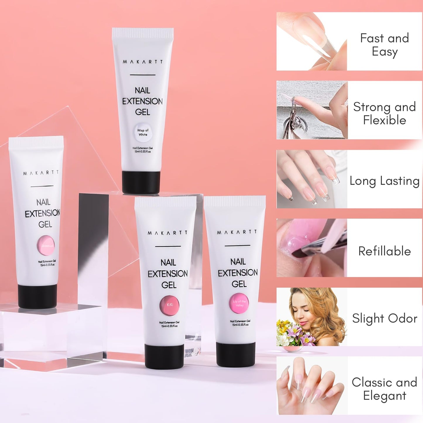 Makartt Poly Nail Gel Set - 4 Colors for Strong Builder Gel, Nail Extensions & Overlays