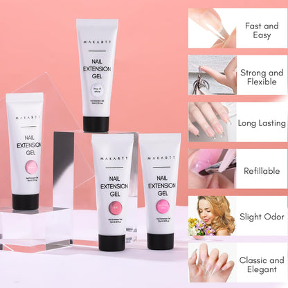 Makartt Poly Nail Gel Set - 4 Colors for Strong Builder Gel, Nail Extensions & Overlays