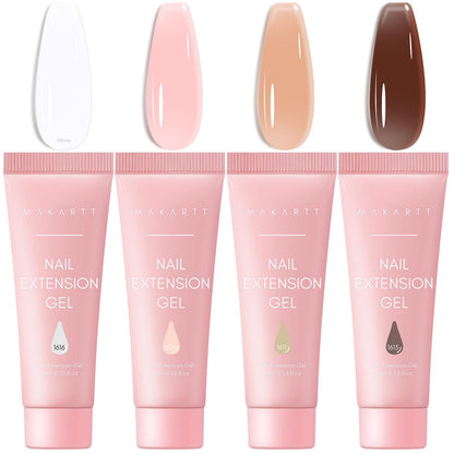 Makartt Poly Nail Gel Set — 4 Fall Colors for Extensions, Overlays & 3D Nail Art