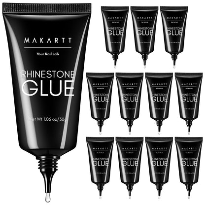 Makartt Rhinestone Glue Gel 12x30ml — Strong Hold for 3D Nail Art & Gems