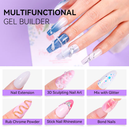 Makartt 3D Gel Nail Art – 4-in-1 Solid Builder Gel for Extensions (White & Dusty Pink)