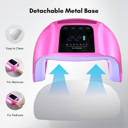 Makartt UV LED Nail Lamp – 35W Fast Curing, Cordless Rechargeable, 42 Beads, LCD Touchscreen (Gradient Pink)