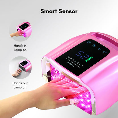 Makartt UV LED Nail Lamp – 35W Fast Curing, Cordless Rechargeable, 42 Beads, LCD Touchscreen (Gradient Pink)