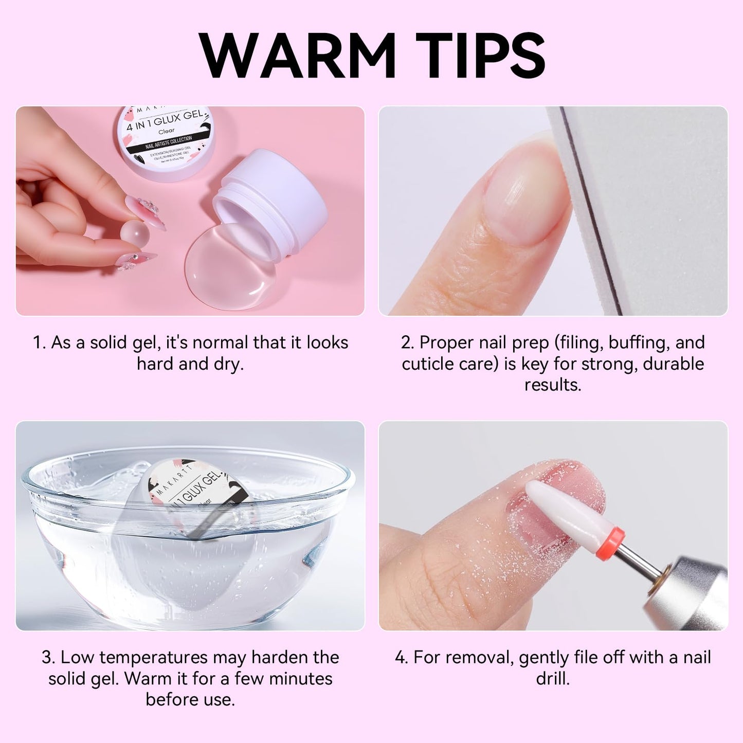 Makartt 3D Gel Nail Art: 4 in 1 Clear Builder Gel for Nail Extensions & 3D Nail Art (2 x 15ml)
