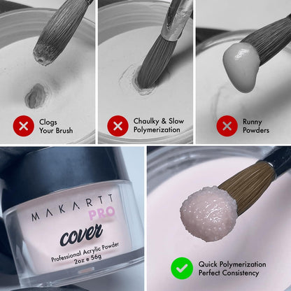 MakarttPro Cool Tone Acrylic Powder Collection – 8-Piece Nude & Pink Cover Set for Nail Technicians