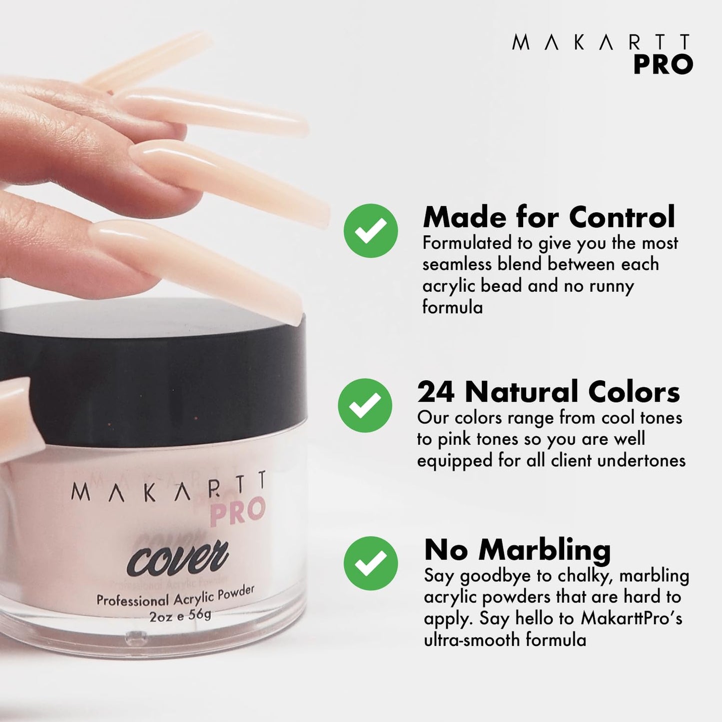 MakarttPro Rose Petal Acrylic Powder – Durable, Easy-Apply 56g/2oz