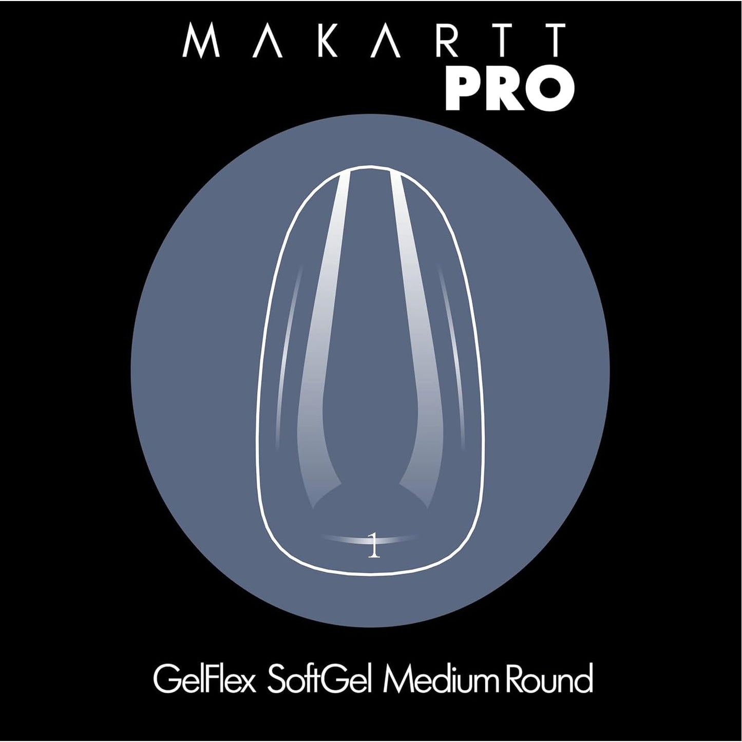 MakarttPro GelFlex Soft Gel Nail Tips – 500pc Box, Medium Round, 14 Sizes (00–9) | Soak-Off Extension