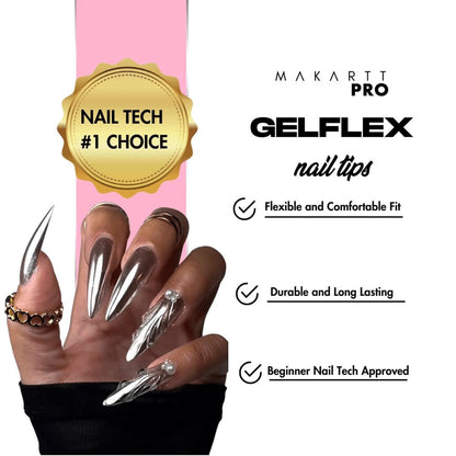 MakarttPro GelFlex Soft Gel Nail Tips – 500pc Box, Medium Round, 14 Sizes (00–9) | Soak-Off Extension