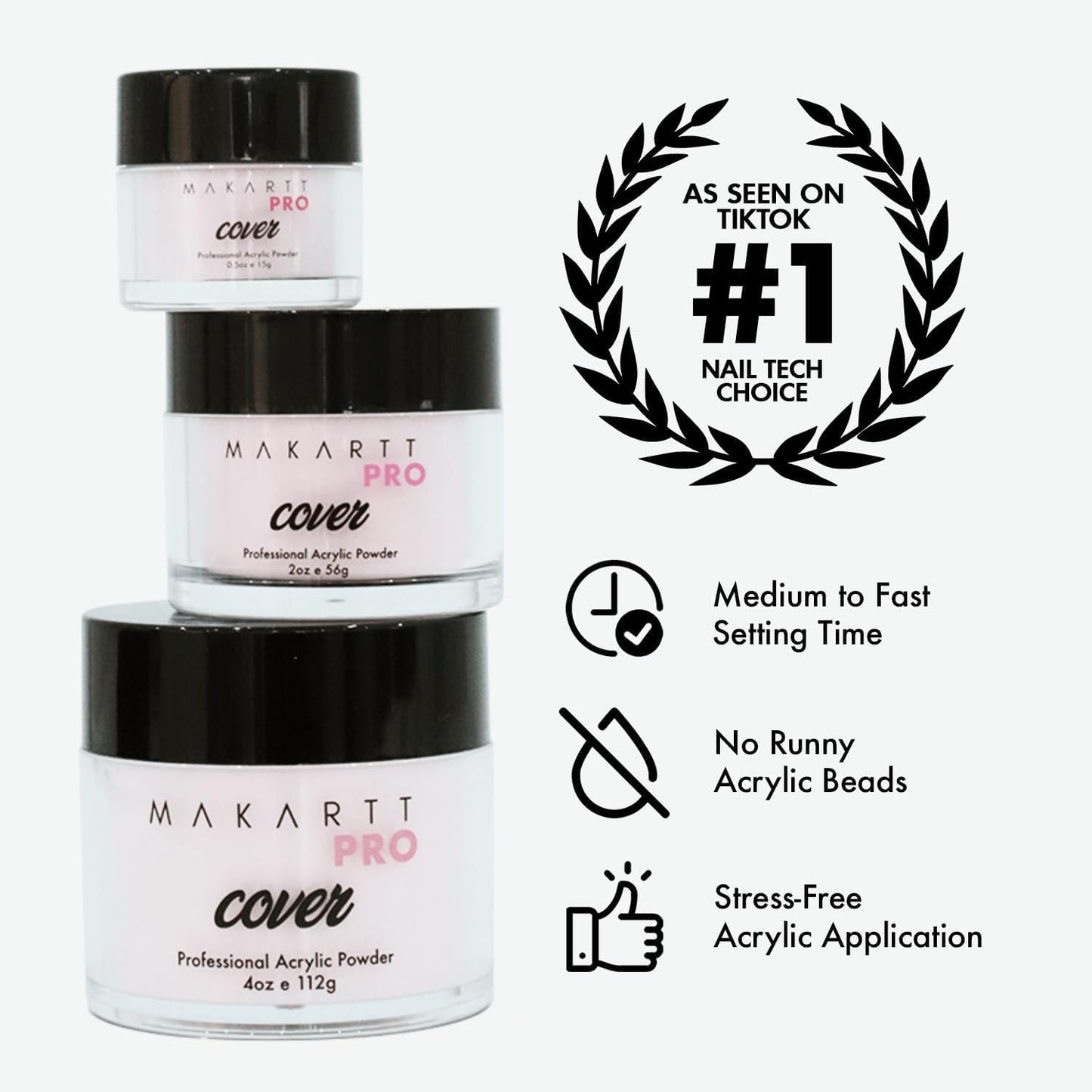MakarttPro Rose Petal Acrylic Powder – Durable, Easy-Apply 56g/2oz