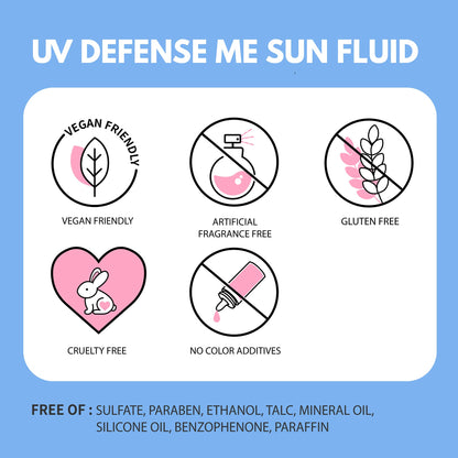 MAKEPREM Defense Me Daily Sun Fluid SPF 50+ PA++++ – Vegan, Non-Greasy Sunscreen