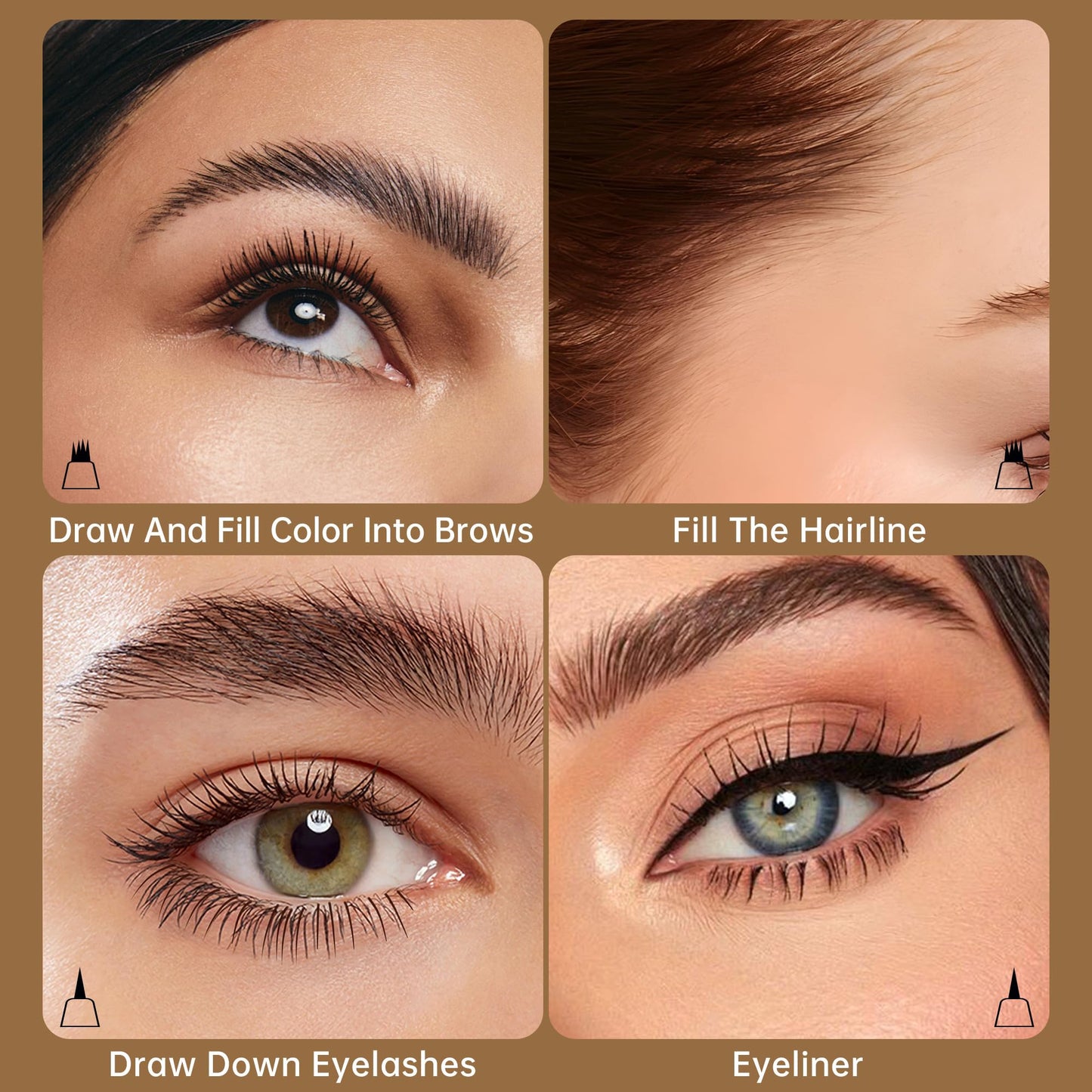 MAKI YIKA Microblading Eyebrow Pencil – Waterproof Dual-Ended Brow Pen with 4-Fork Tip (A-Black)