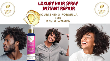 MAKOF BEAUTY Leave-In Conditioner Spray – Instant Detangling, 3-in-1 Anti-Frizz Hydration with Argan Oil & Rosemary, 8 oz