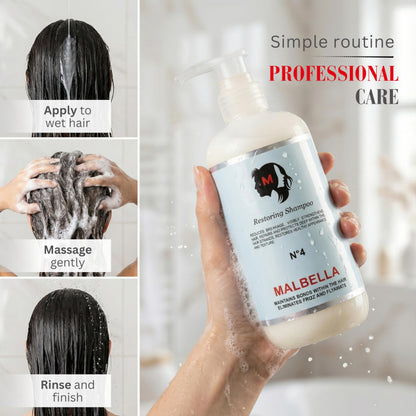 MALBELLA Professional Hair Shampoo – Sulfate-Free Hydration with Wheat Protein, Coconut Oil & Argania Kernel Oil