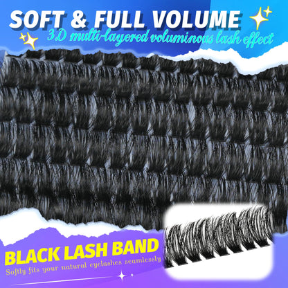 Mamzy Luxe Fluffy Lash Clusters Kit 100D 10-18mm | DIY Full-Volume Eyelash Extensions