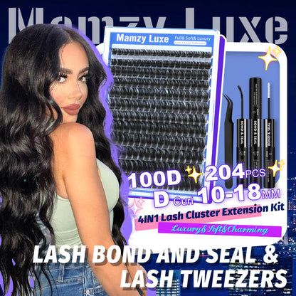Mamzy Luxe Fluffy Lash Clusters Kit 100D 10-18mm | DIY Full-Volume Eyelash Extensions