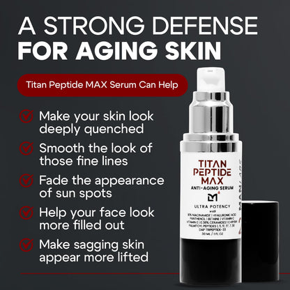 Man Labs Titan MAX Anti-Aging Peptides Serum for Men – Ultra Potency, Unscented, 10% Niacinamide