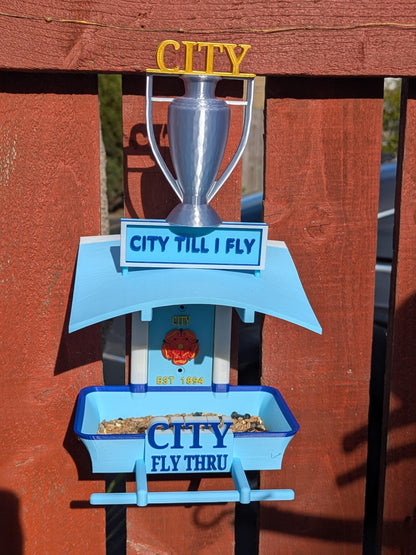 Manchester City Bird Feeder : Football Fans Feeding Station -  Quirky Garden Decor - Wild Bird seed tray -  Gift for Soccer city Fan