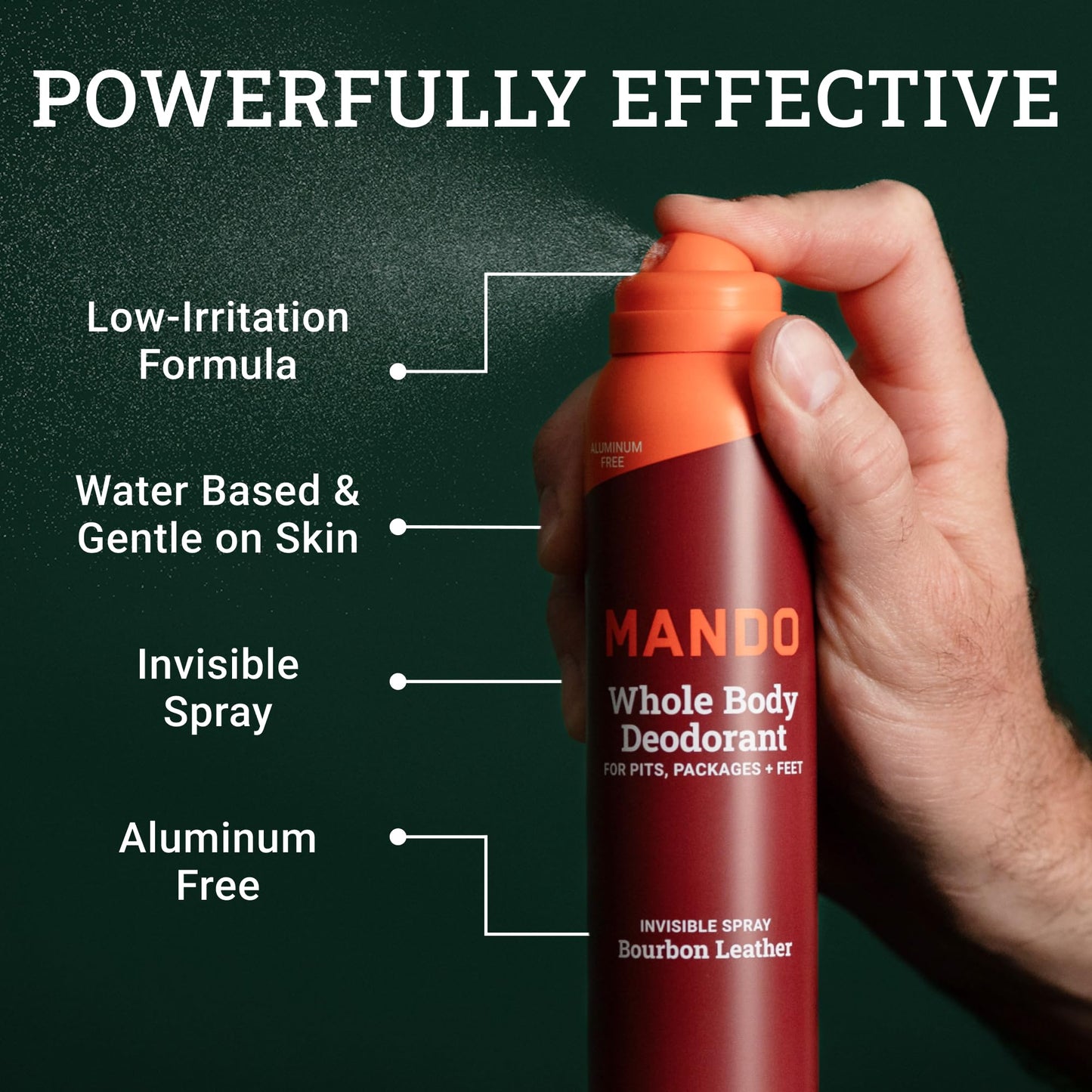Mando Whole Body Deodorant for Men – Bourbon Leather, 72-Hour Odor Control, Aluminum & Benzene Free, 3.6 oz Cans (Pack of 2)