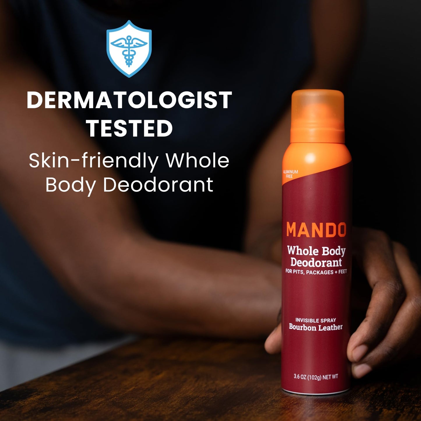 Mando Whole Body Deodorant for Men – Bourbon Leather, 72-Hour Odor Control, Aluminum & Benzene Free, 3.6 oz Cans (Pack of 2)