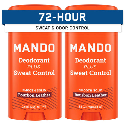 Mando Extra Strength Antiperspirant for Men – 72-Hour Odor & Sweat Control, Bourbon Leather, 2-Pack