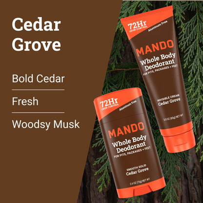 Mando Whole Body Deodorant Bundle – Cedar Grove | Aluminum-Free, 72-Hour Odor Control