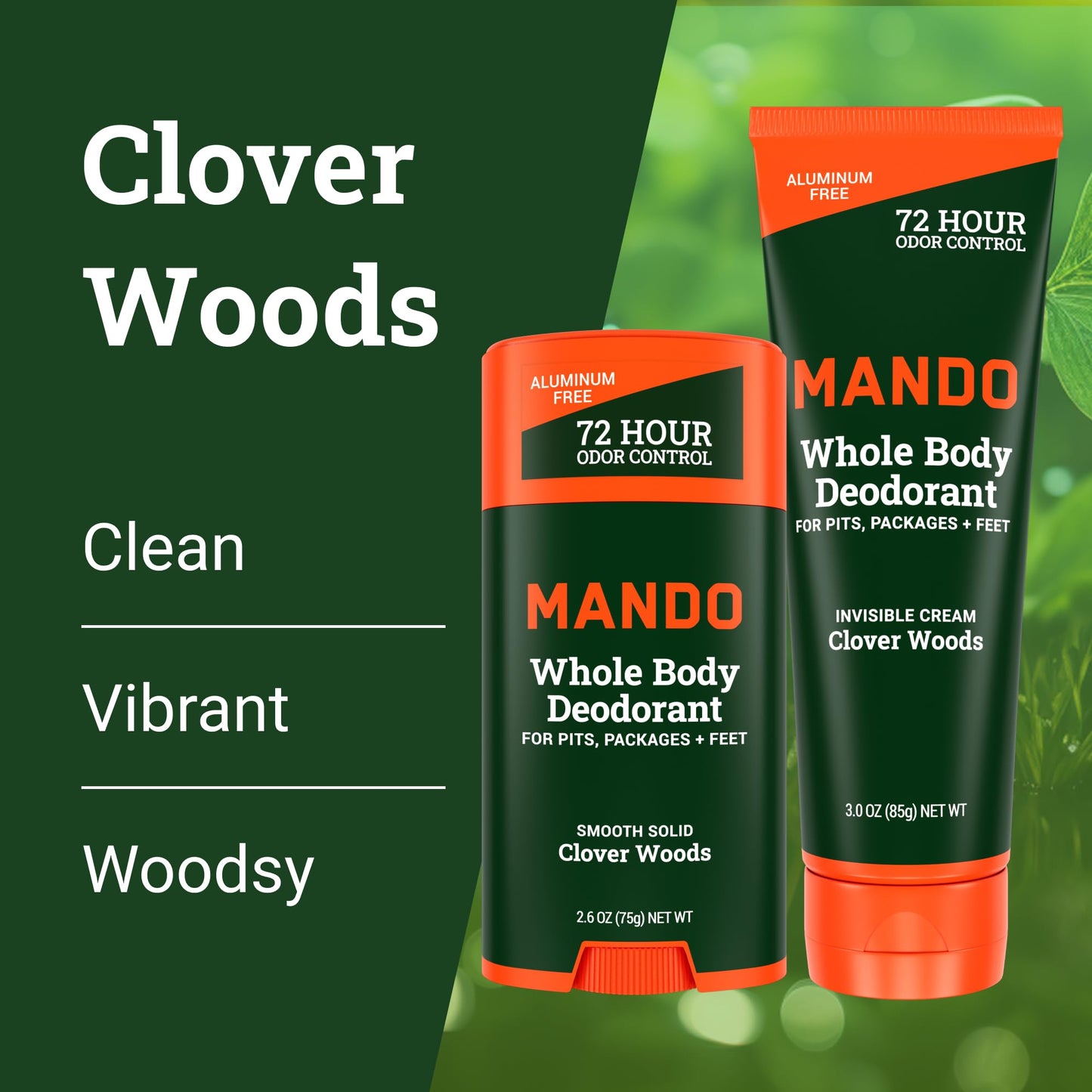 Mando Whole Body Deodorant – Aluminum Free, 72-Hour Odor Control | Clover Woods