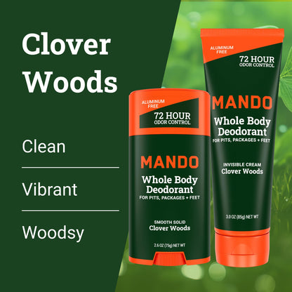 Mando Whole Body Deodorant – Aluminum Free, 72-Hour Odor Control | Clover Woods