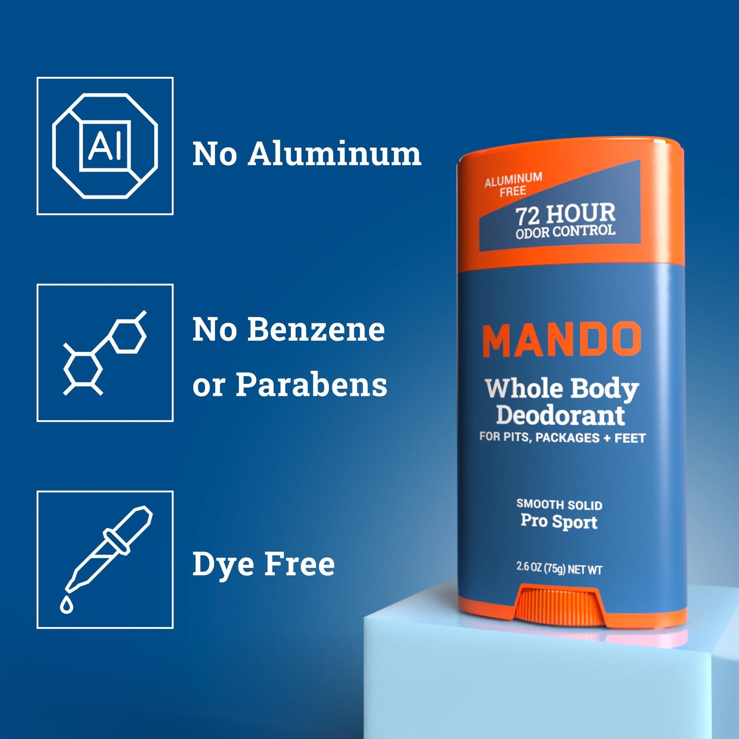 Mando Whole Body Deodorant 3-Piece System – Aluminum-Free Odor Control | Pro Sport