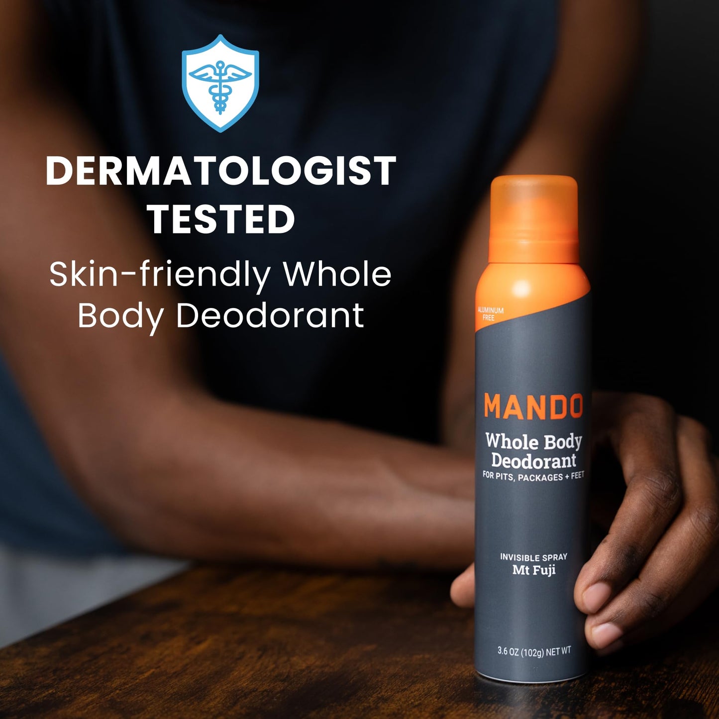 Mando Whole Body Deodorant Two-Piece System (Mt Fuji) — 2.6 oz Solid Stick & 3.6 oz Spray, Aluminum & Baking Soda Free