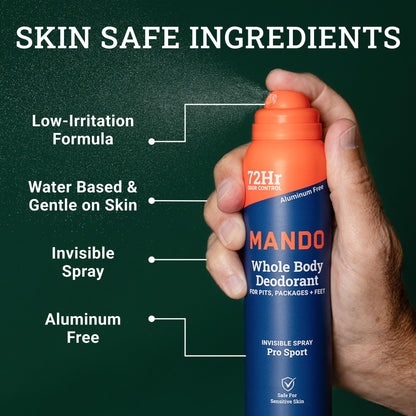 Mando Whole Body Deodorant for Men – Aluminum-Free, 72-Hour Odor Control, Pro Sport Scent (3.6 oz)