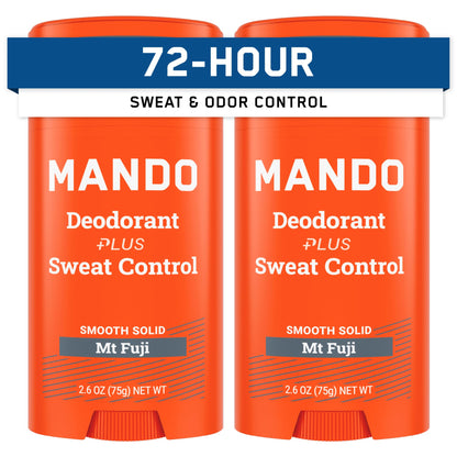 Mando Mt Fuji Antiperspirant for Men – Extra Strength 72-Hour Sweat & Odor Control, Baking Soda Free, 2-Pack