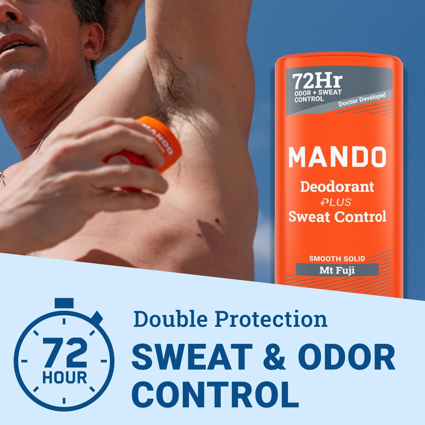 Mando Mt Fuji Antiperspirant for Men – Extra Strength 72-Hour Sweat & Odor Control, Baking Soda Free, 2-Pack