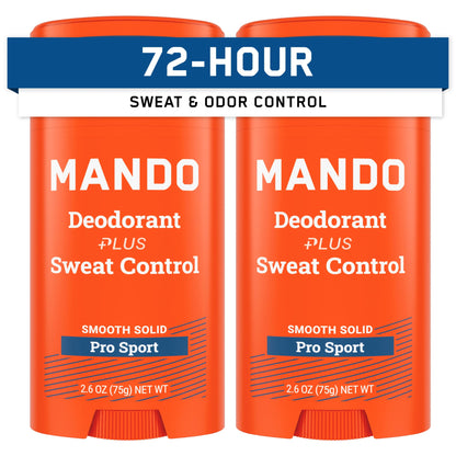 Mando Pro Sport Extra Strength Antiperspirant Deodorant – 72-Hour Sweat & Odor Control (Pack of 2)