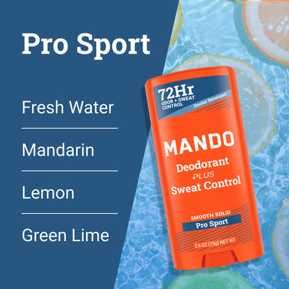 Mando Pro Sport Extra Strength Antiperspirant Deodorant – 72-Hour Sweat & Odor Control (Pack of 2)