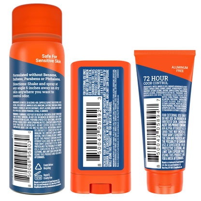 Mando Whole Body Deodorant Mini Trio – Solid Stick, Invisible Cream & Spray – 72HR Odor Control – Aluminum & Baking Soda Free – Pro Sport Scent