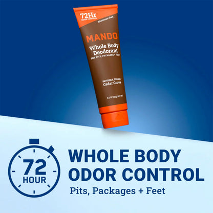 Mando Whole Body Deodorant - Cedar Grove - Aluminum-Free Invisible Cream Deodorant - 3.0 oz (Pack of 01)