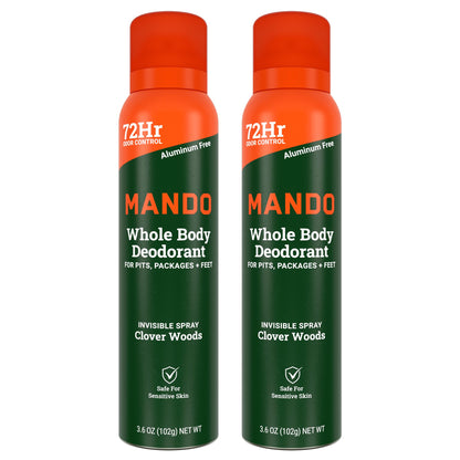 Mando Whole Body Deodorant for Men – Clover Woods Invisible Spray, 72-Hour Odor Control, Aluminum & Benzene Free