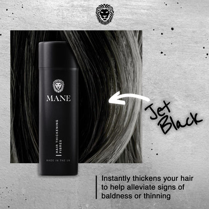 MANE Hair Building Fibers – Jet Black for Thicker, Fuller Hair