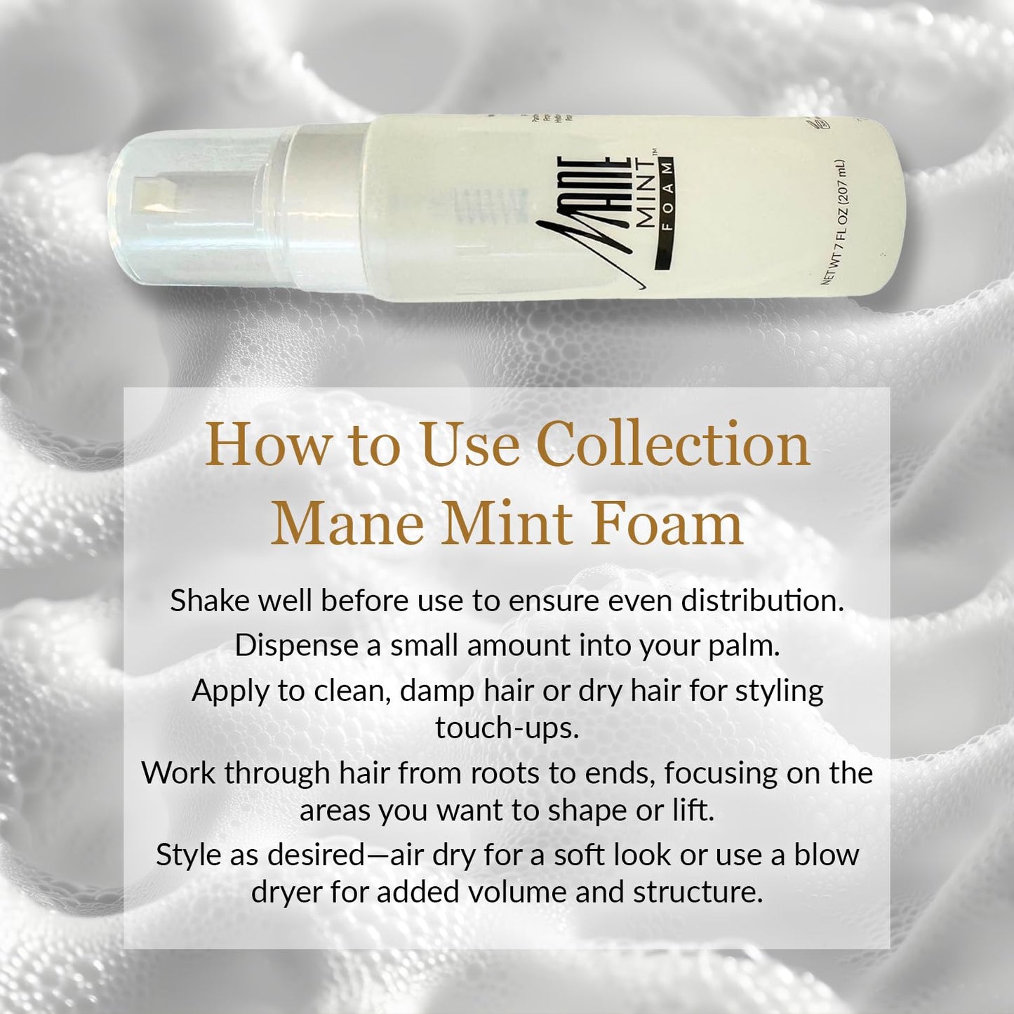 Mane Life Mint Foam – Lightweight Volumizing Mousse with Mint Scent | Frizz Control