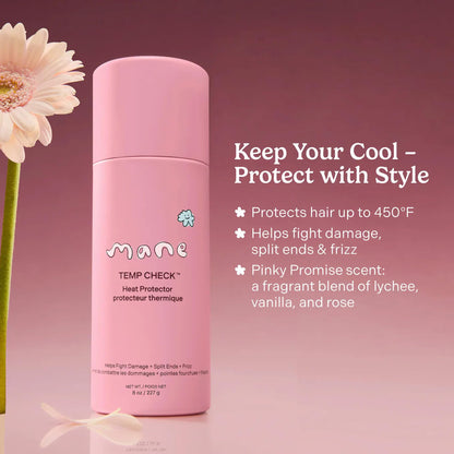 Mane Temp Check Heat Protection Spray – Frizz Control & Heat Shield for All Hair Types (8 oz)