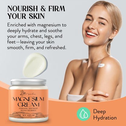 Manelix Magnesium Cream for Sleep – Orange Creamsicle, Muscle Relaxation, Hydration, 4.23 oz