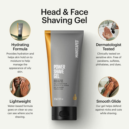 MANSCAPED Power Shave Gel – Gentle Head & Face Shaving with Witch Hazel