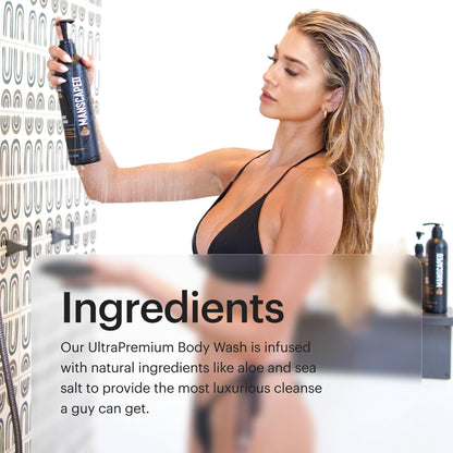 MANSCAPED UltraPremium Refined Body Wash – Aloe Vera & Sea Salt Hydrating Shower Gel (16 oz)
