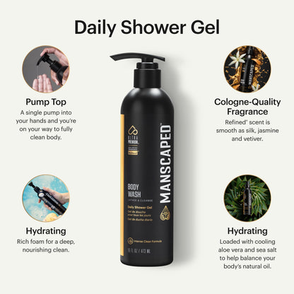 MANSCAPED UltraPremium Refined Body Wash – Aloe Vera & Sea Salt Hydrating Shower Gel (16 oz)