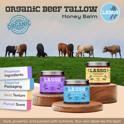 LASSO TALLOW Beef Tallow Face Moisturizer — Grass-Fed Tallow, Manuka Honey, Unscented