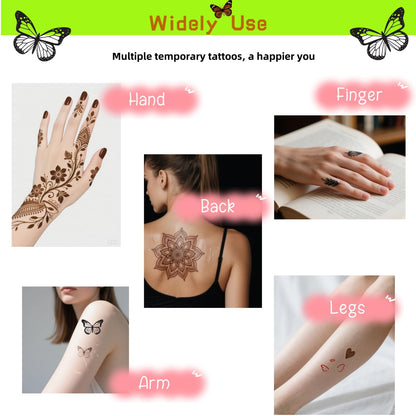 ManYan HaiYan Temporary Tattoos Kit – 12 Large Stencils, 78 Designs, DIY Body Art with 6 Ink Colors