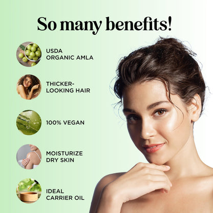 Maple Holistics Organic Amla Oil for Hair - 4 Fl Oz | Volume, Shine & Hydration